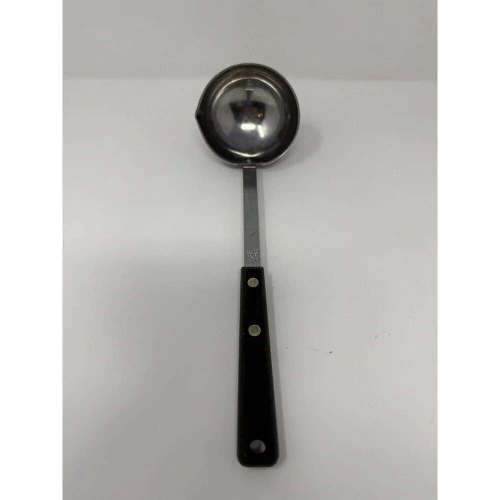 Ekco Forge Stainless Steel Soup Ladle Black Riveted Handle USA